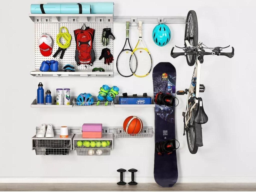 HAUS 59-Piece Quick-Release Snap Rail Garage Organization System Kit