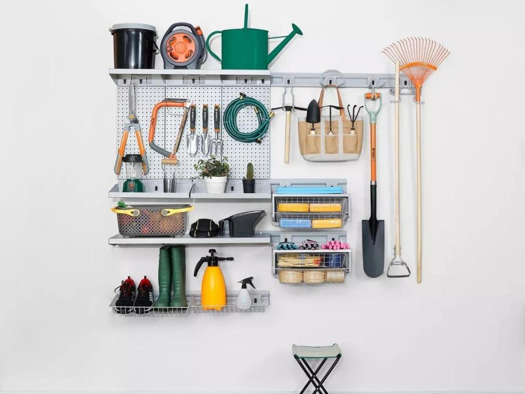 HAUS 59-Piece Quick-Release Snap Rail Garage Organization System Kit