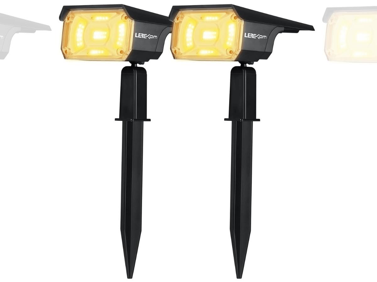 LEREKAM LED Warm/White Solar Spotlights 2-Pack