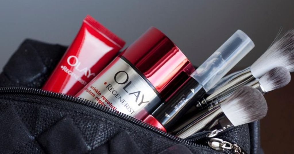 Olay Regenerist Moisturizer in a beauty bag