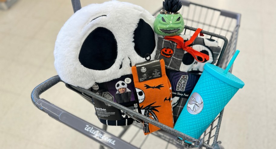 Walgreen cart filled with The Nightmare before Christmas items