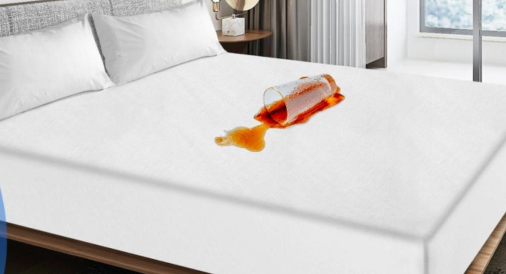 drink spilling onto waterproof mattress cover