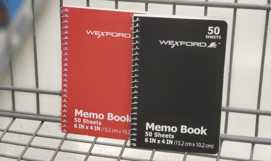 2 walgreens memo books in a shopping cart