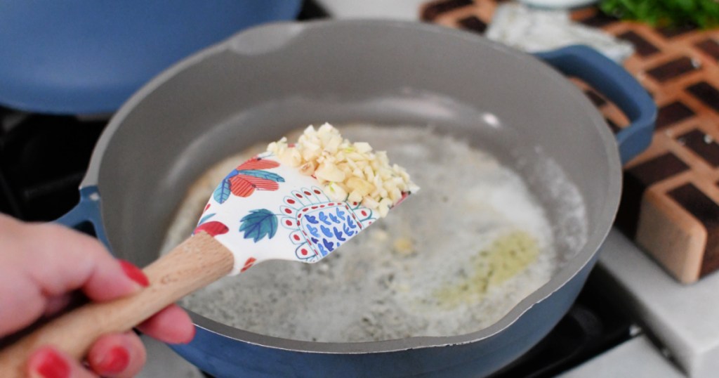 butter and minced garlic in a pan