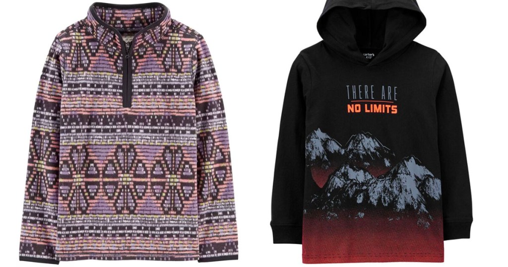 oshkosh kids flower fleece and black mountain hoodie