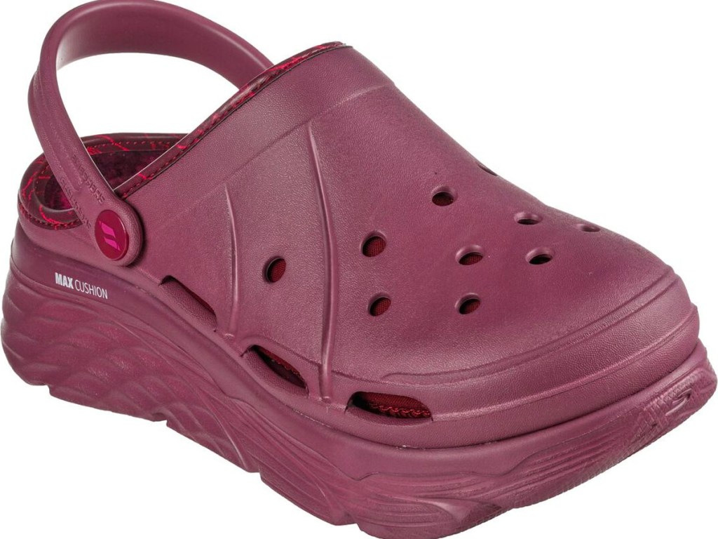 sketchers foamies purple clogs