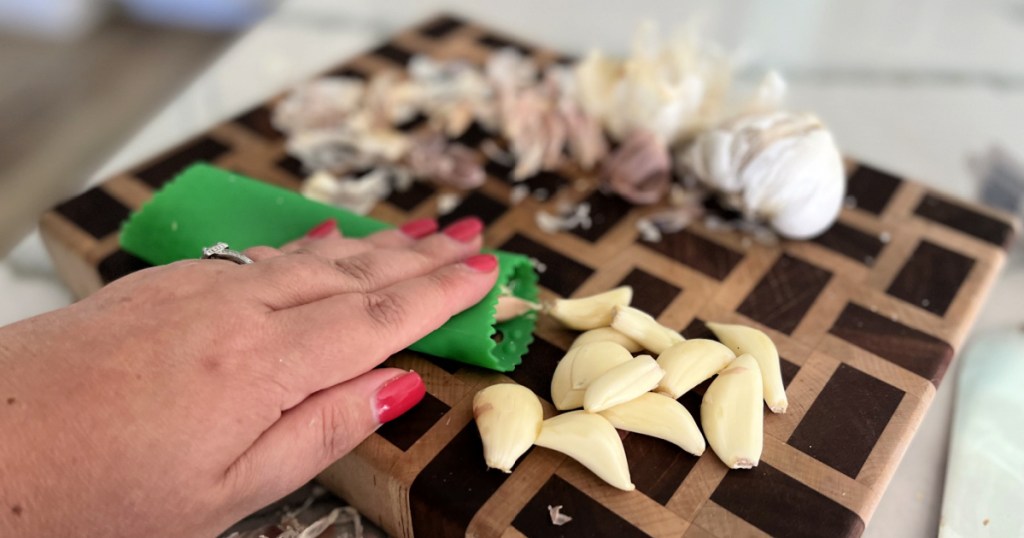 using a garlic peeler