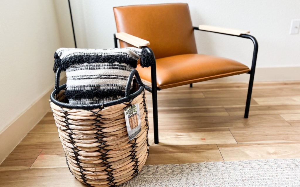 modern hair and pillow in basket
