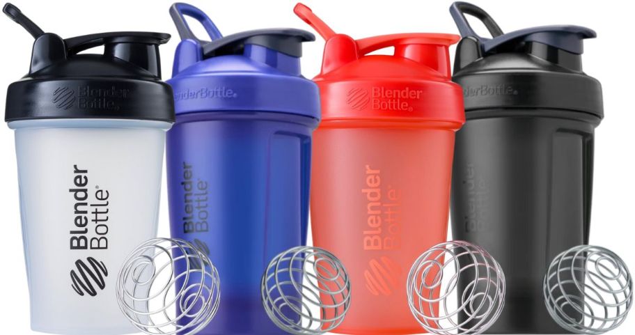 4 20oz blender bottles on a white background