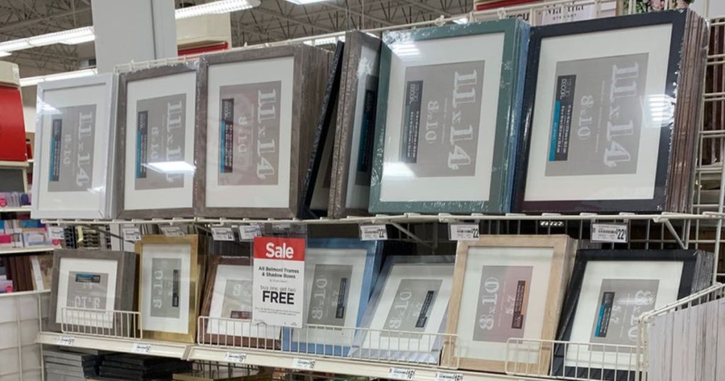 shelf full of Belmont Frames at Michaels