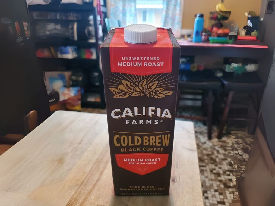 Califia Farms Cold Brew Coffee carton on table