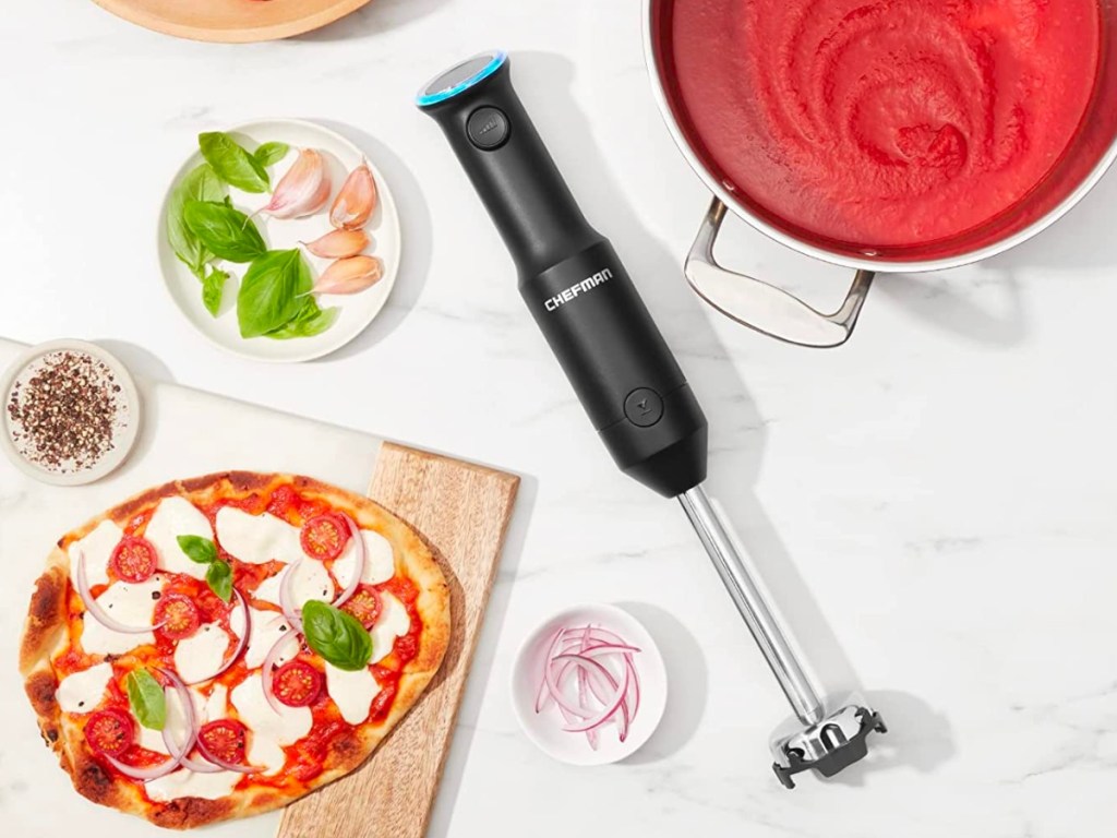 chefman cordless immersion blender in kitchen