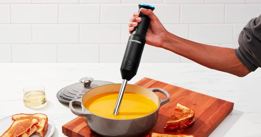 chefman cordless immersion blender in kitchen