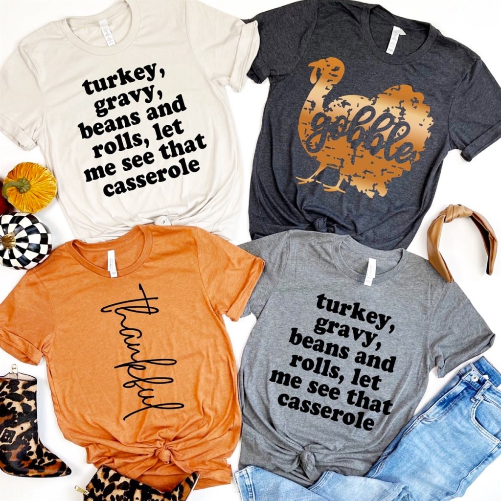 group of women's thanksgiving tees