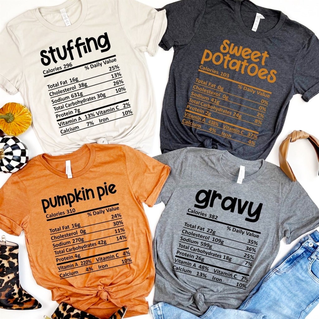 group of Thanksgiving Food Tees