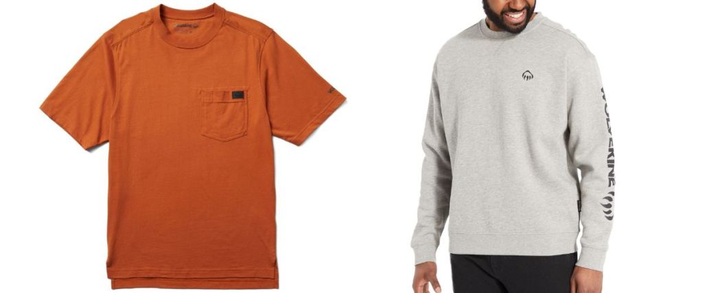 Wolverine orange tee and gray fleece