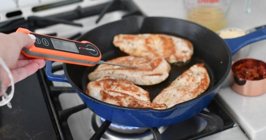 cooking chicken in a skillet