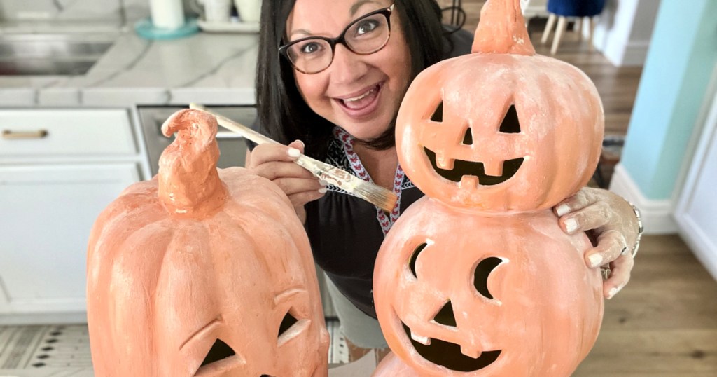 painted terracotta pumpkins