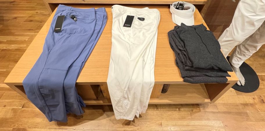 lululemon men's pants on a table