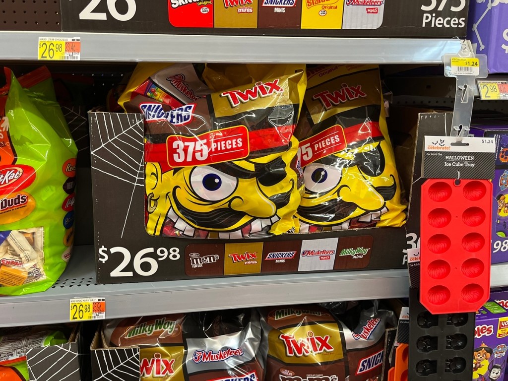 Halloween candy on shelf at Walmart