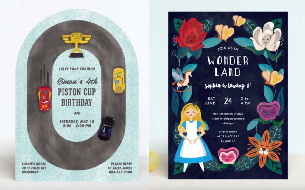 pixar & disney birthday invites