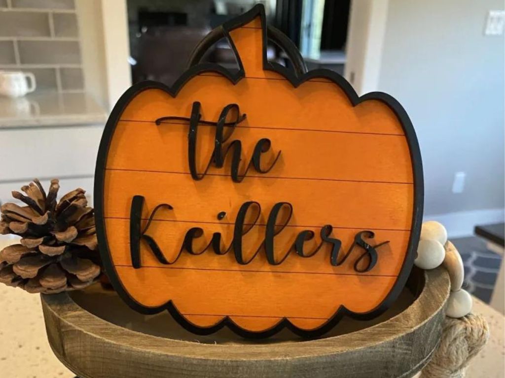 personalized orange pumpkin sign