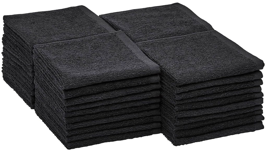 Amazon Basics Cotton Terry Washcloths stacked 