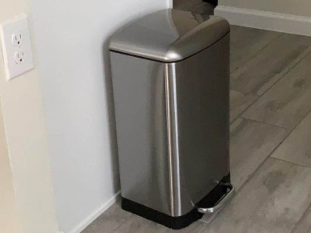 Small Amazon Basics Trash Can