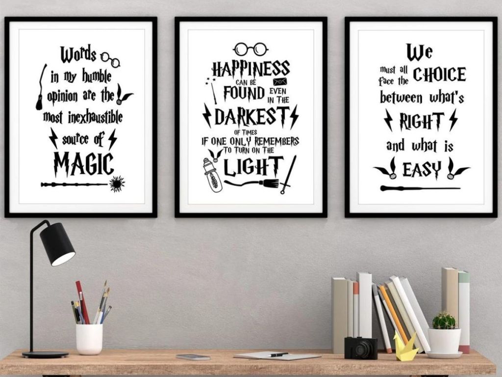 set of 3 harry potter art prints 