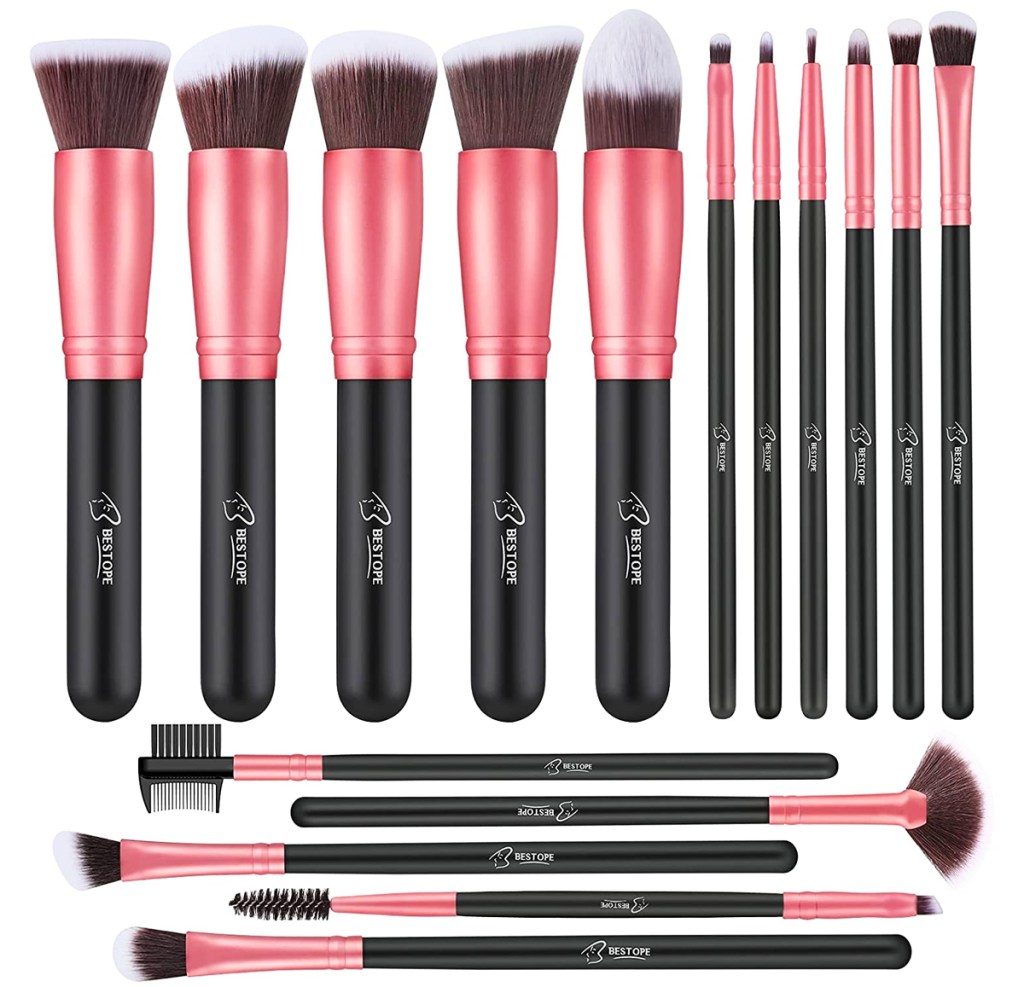 rose gold and black makeup brush set