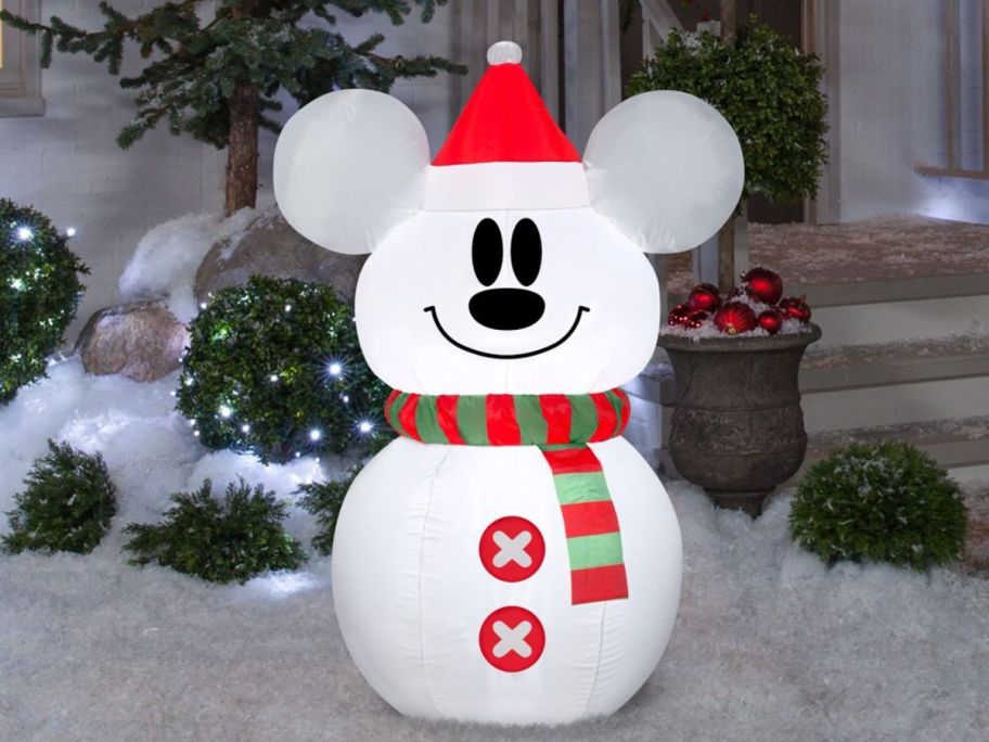 Disney 3.5' LED Mickey Mouse Christmas Inflatable in front of house