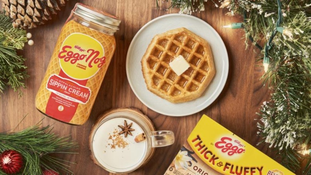 jar of Eggo nog with waffle