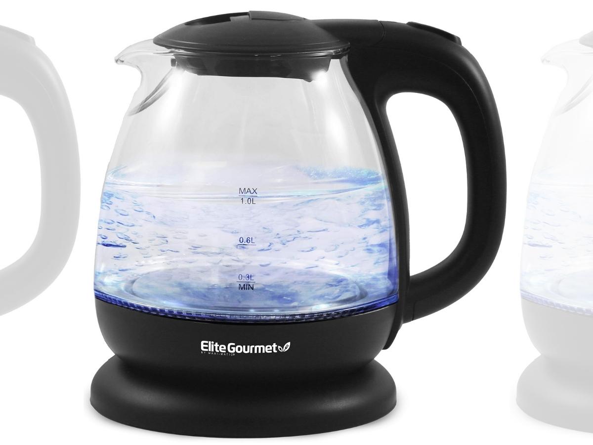 stock image of a 1 liter Elite Gourmet Electric Kettle