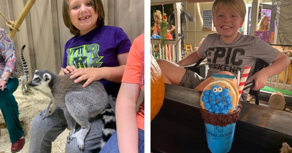 kids enjoying aquarium and ice cream treat