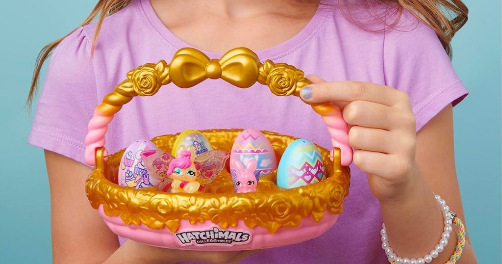 Hatchimals Basket being held by little girl