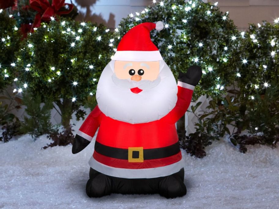 Holiday Living 3.5' LED Santa Inflatable in front of house