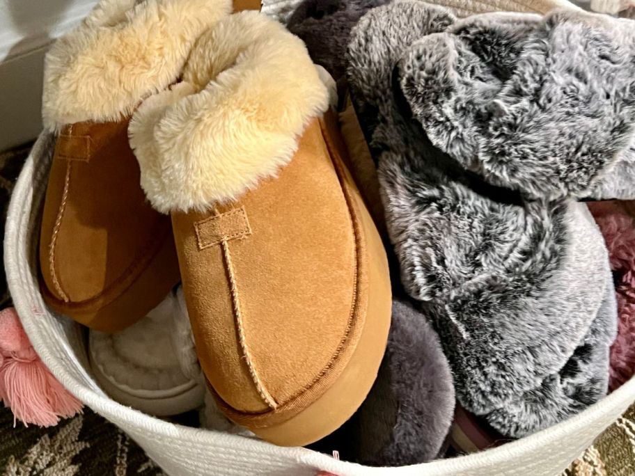 Joyspun Women's Slippers in a basket