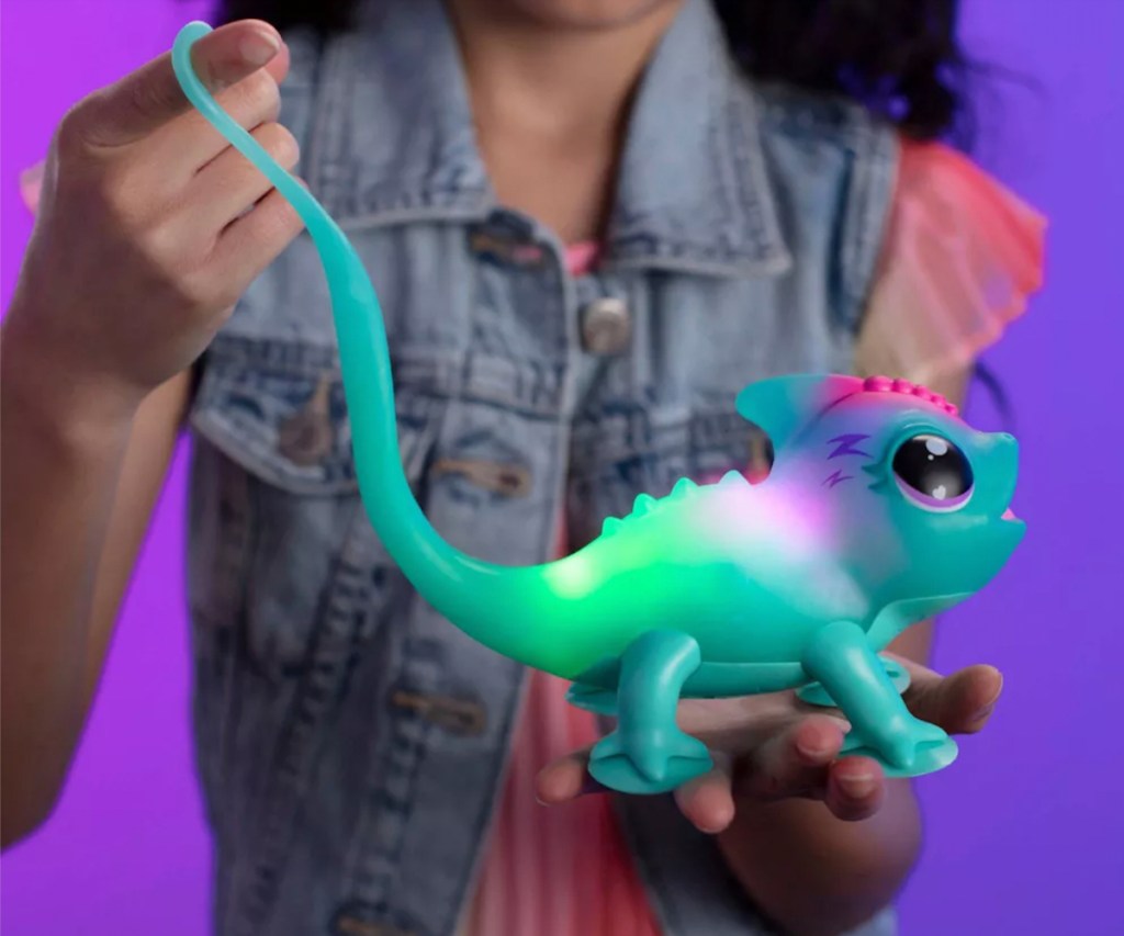 Kid holding Little Live Pet Chameleon