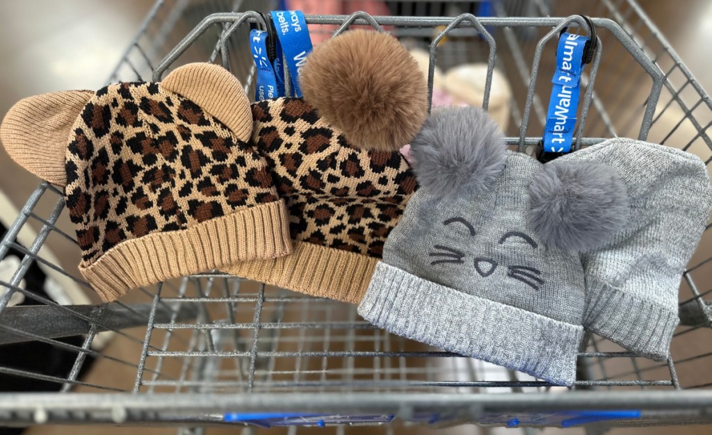 Mommy & Me beanies sets in Walmart shopping cart