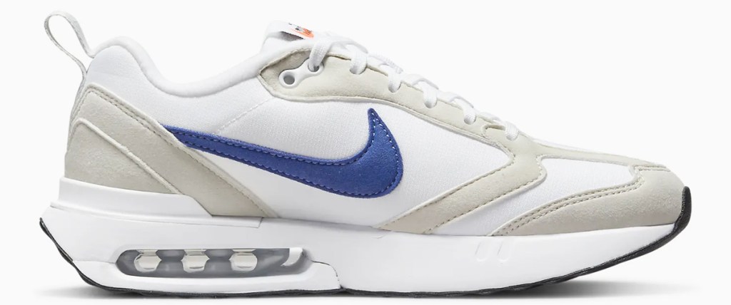 white and blue nike shoe