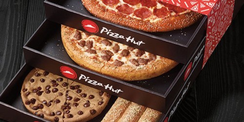 Pizza Hut Triple Treat Box Only $19.99 (TWO Medium Pizzas, Bread Sticks & Dessert)