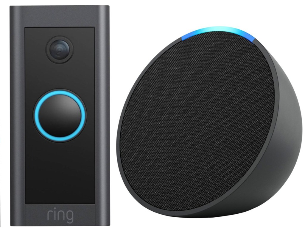 Ring Doorbell and Echo Pop Speaker