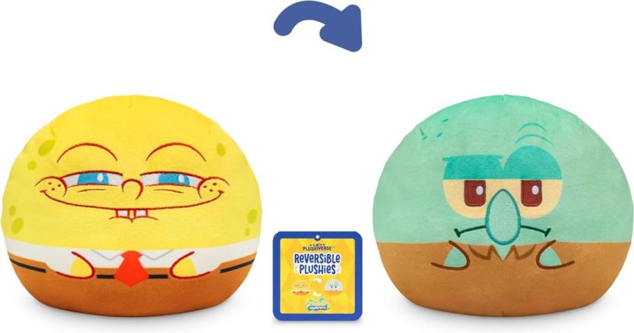 TeeTurtle Reversible Plush - Spongebob Squarepants & Squidward Tentacles stock image