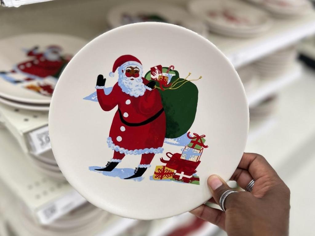 Threshold 7.5" Stoneware Appetizer Plate, African American Santa