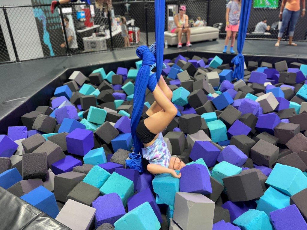 girl in foam pit at Trampoline Park