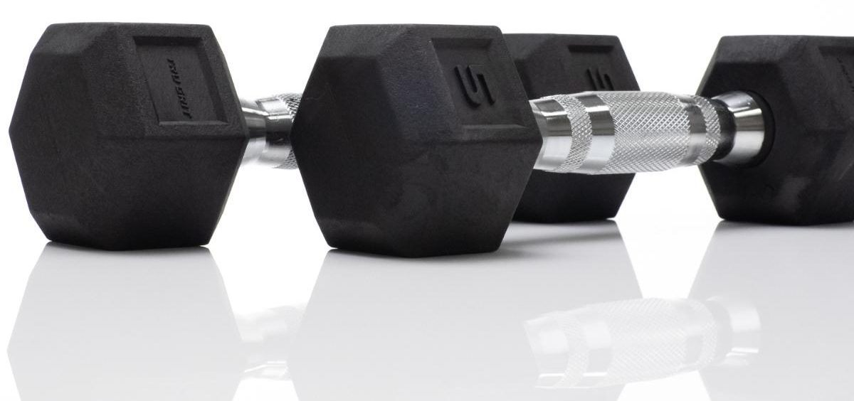 Tru Grit Fitness Black Rubber Hex Dumbbell Pair - 10-Pounds