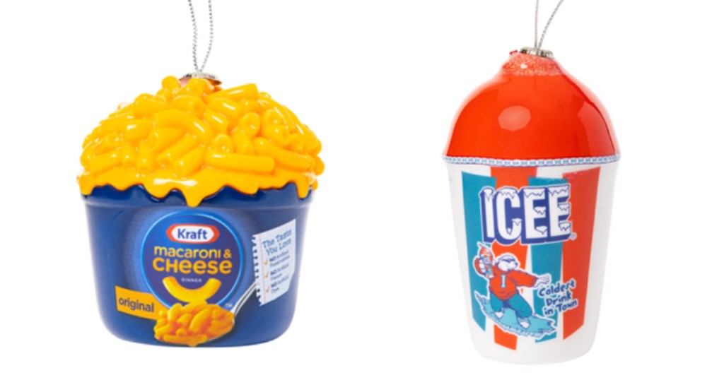 mac n cheese and icee christmas ornament