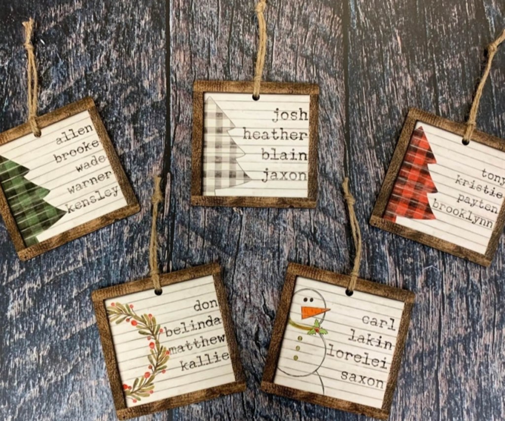 wooden frame christmas ornament