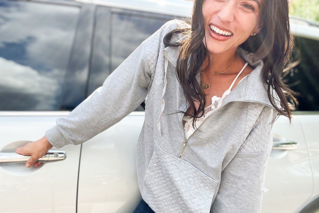 woman opening car door