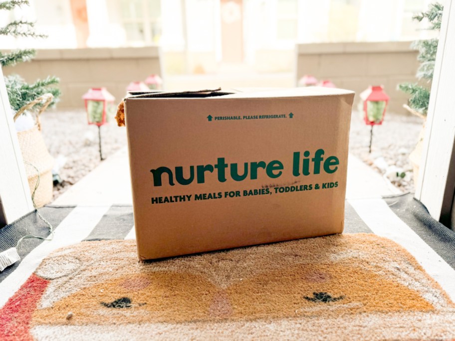 nurture life box on santa doormat